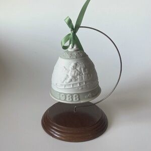 Vintage LLADRO Pottery 1988 Christmas Bell Collectible with Stand
